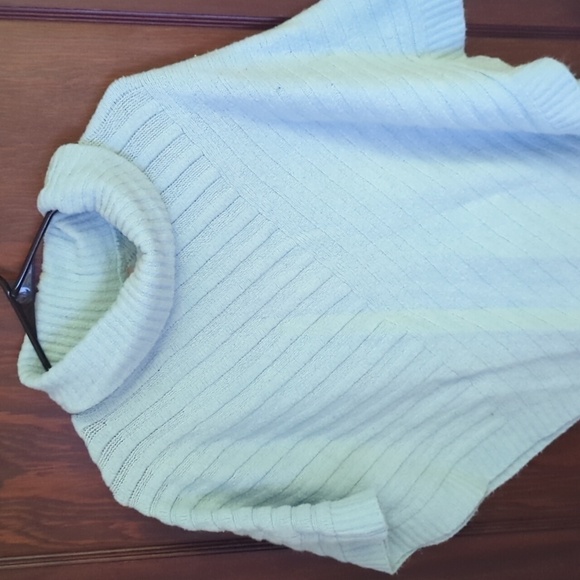 Chico's Light Blue Cowl Neck Knit Poncho Size One Size ( Small/ Medium) - Picture 2 of 5